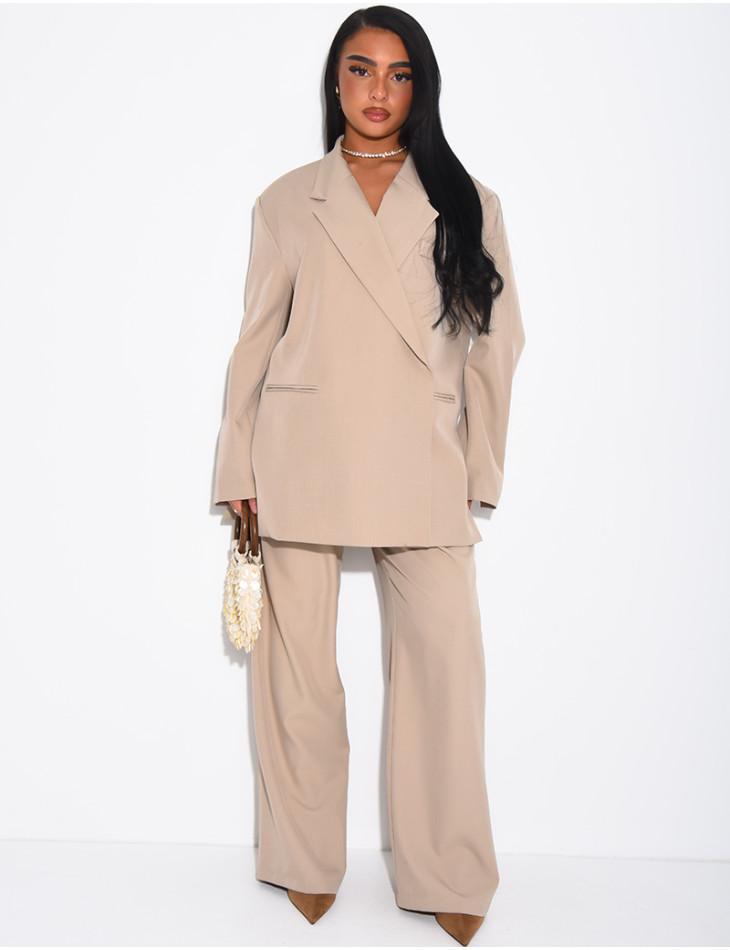 Premium oversized blazer with slits and straight-leg tailored trousers