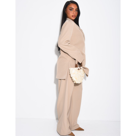 Premium oversized blazer with slits and straight-leg tailored trousers