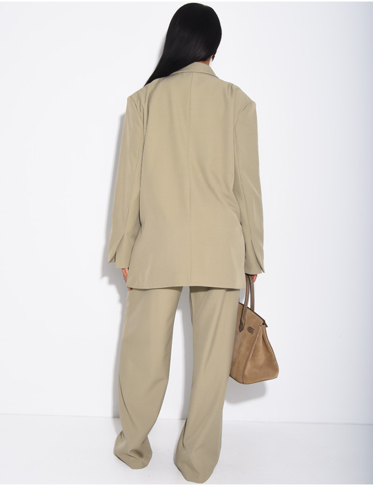 Premium oversized blazer with slits and straight-leg tailored trousers