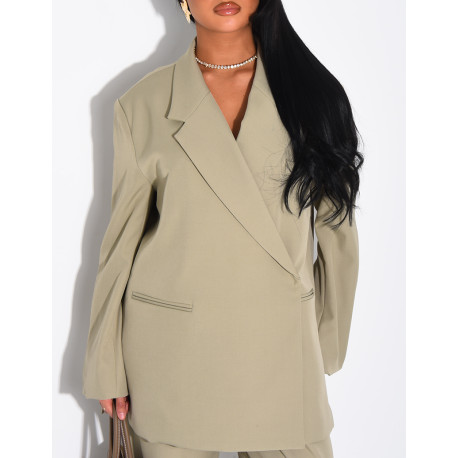 Premium oversized blazer with slits and straight-leg tailored trousers