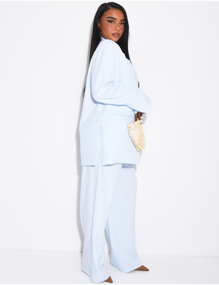 Premium oversized blazer with slits and straight-leg tailored trousers
