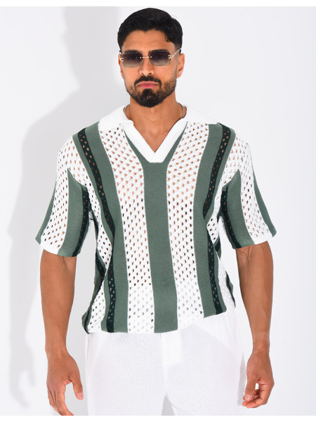 Polo Homme en maille ajourée
