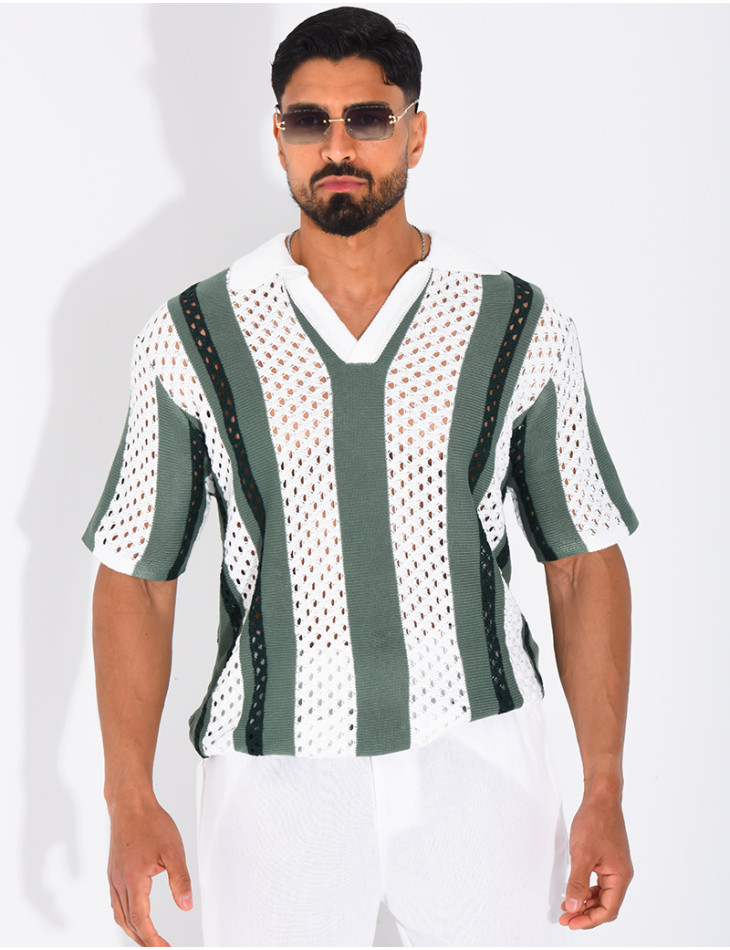 Polo Homme en maille ajourée