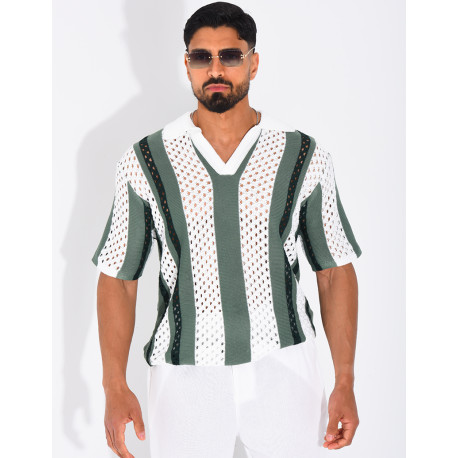 Polo Homme en maille ajourée