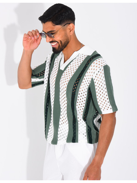 Polo Homme en maille ajourée