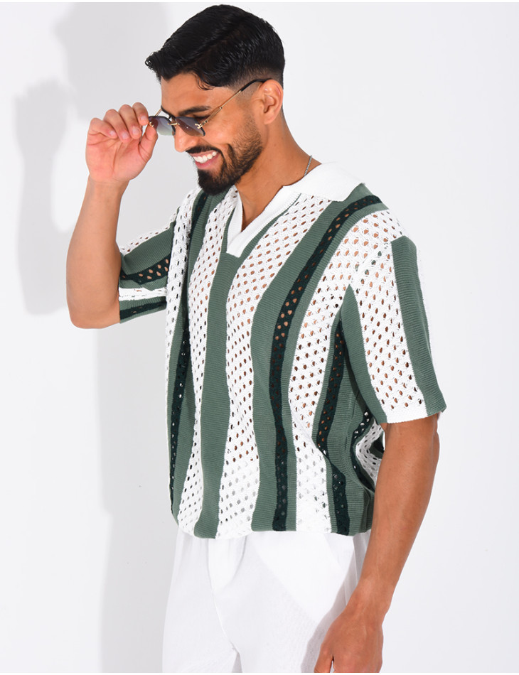 Polo Homme en maille ajourée