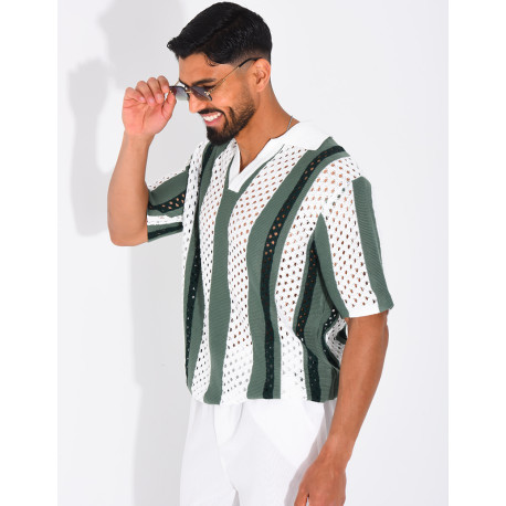 Polo Homme en maille ajourée
