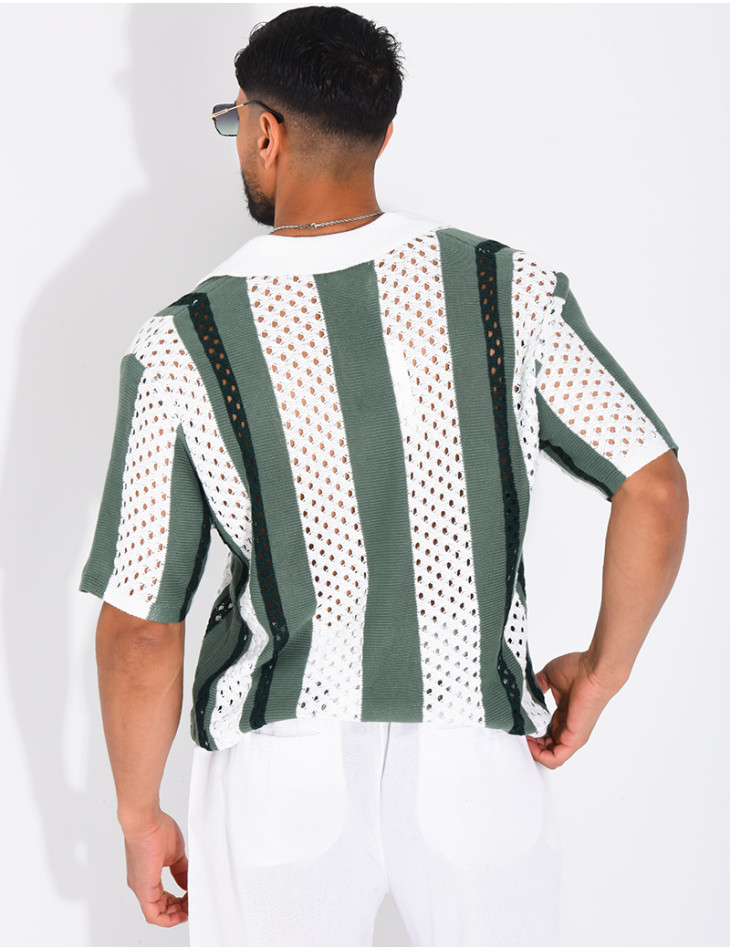 Polo Homme en maille ajourée