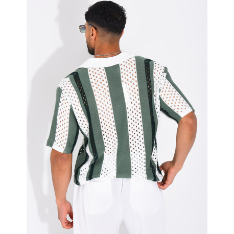 Polo Homme en maille ajourée