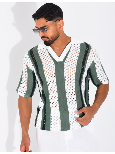Polo Homme en maille ajourée