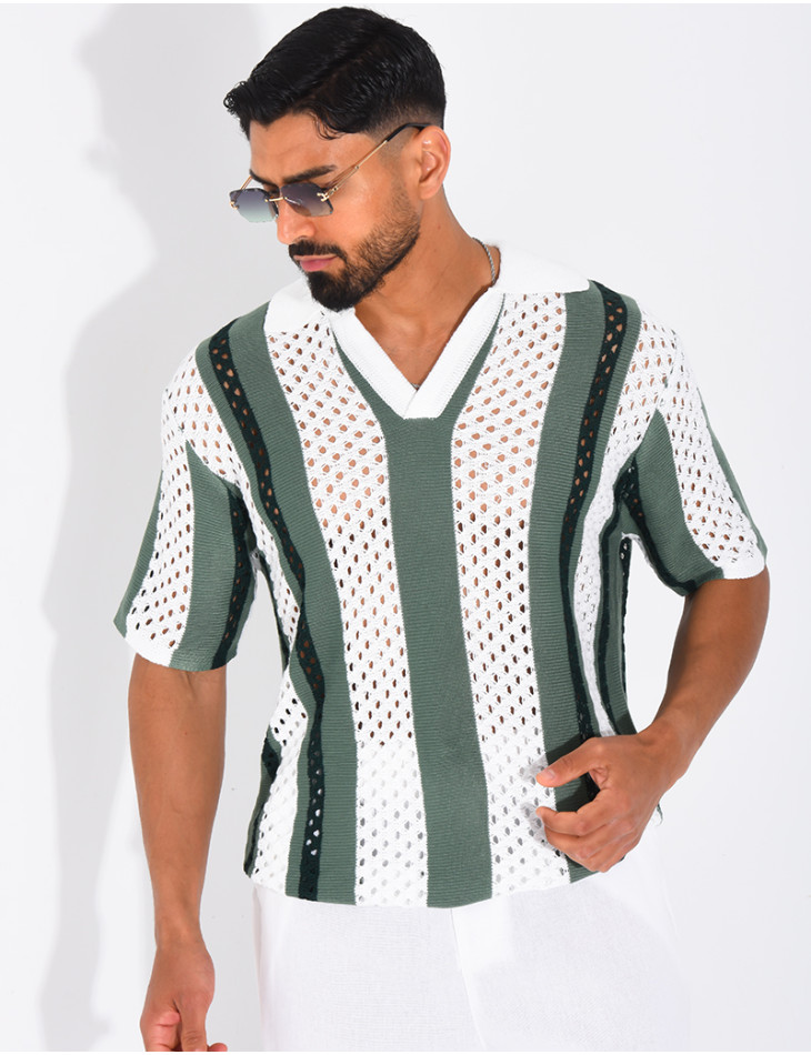 Polo Homme en maille ajourée