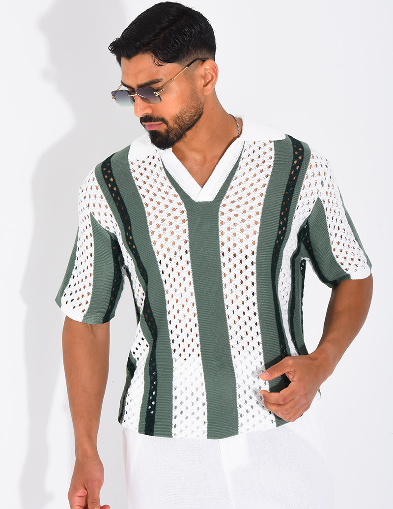 Polo Homme en maille ajourée