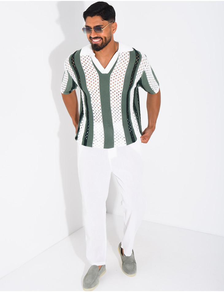 Polo Homme en maille ajourée