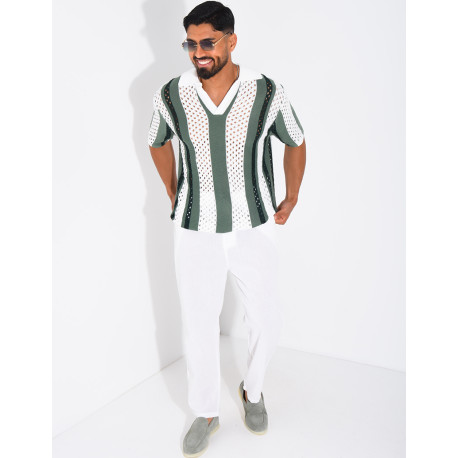 Polo Homme en maille ajourée