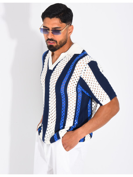 Polo Homme en maille ajourée