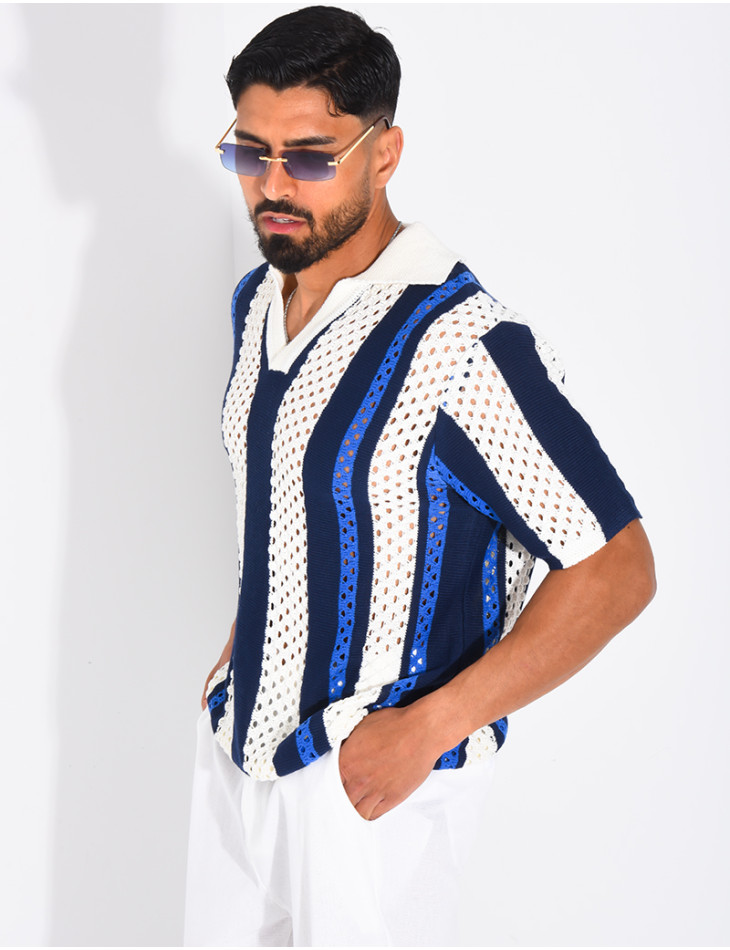 Polo Homme en maille ajourée