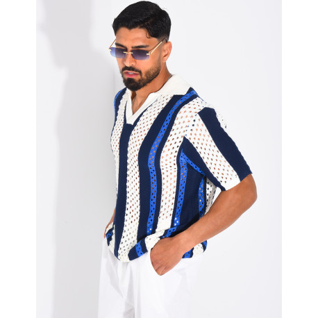 Polo Homme en maille ajourée