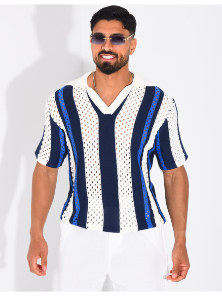 Polo Homme en maille ajourée