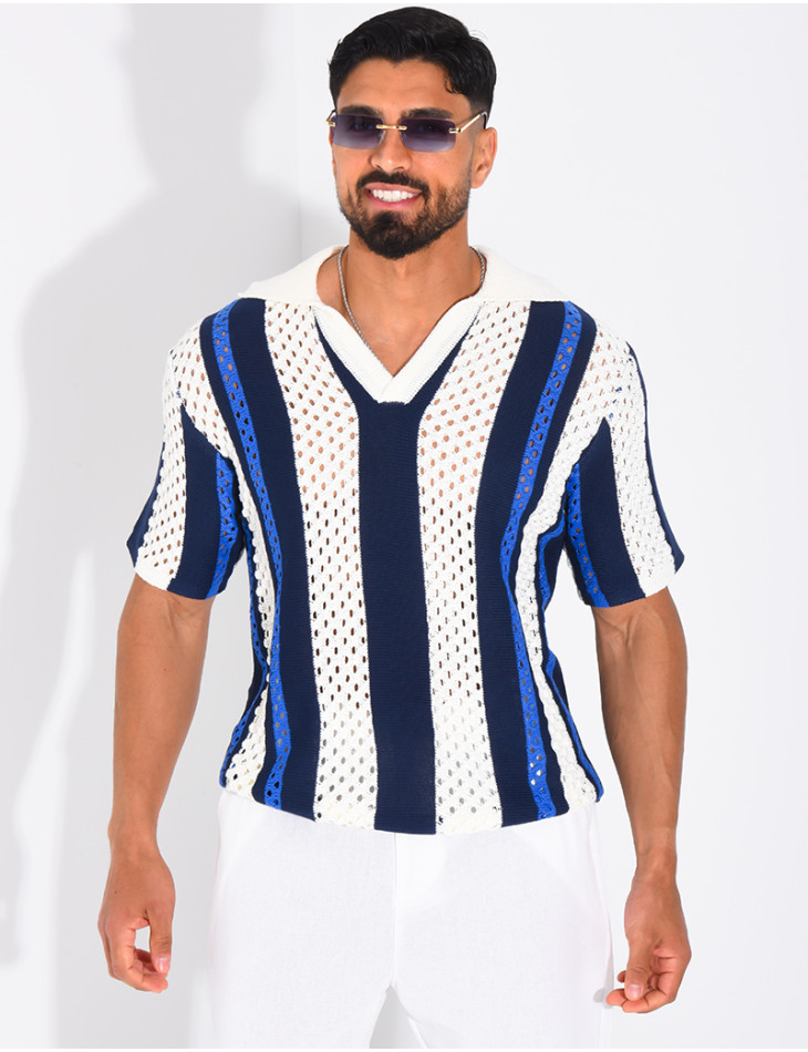 Polo Homme en maille ajourée