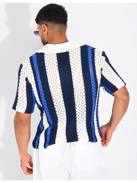 Polo Homme en maille ajourée