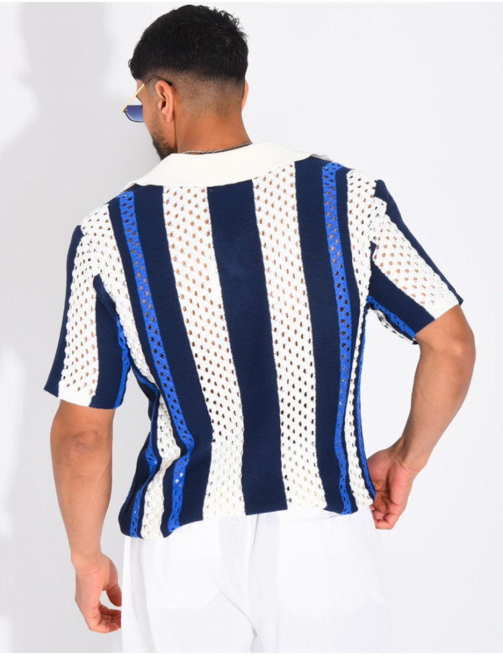 Polo Homme en maille ajourée