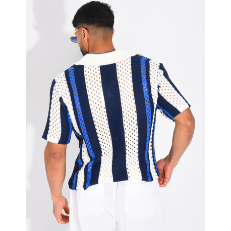 Polo Homme en maille ajourée