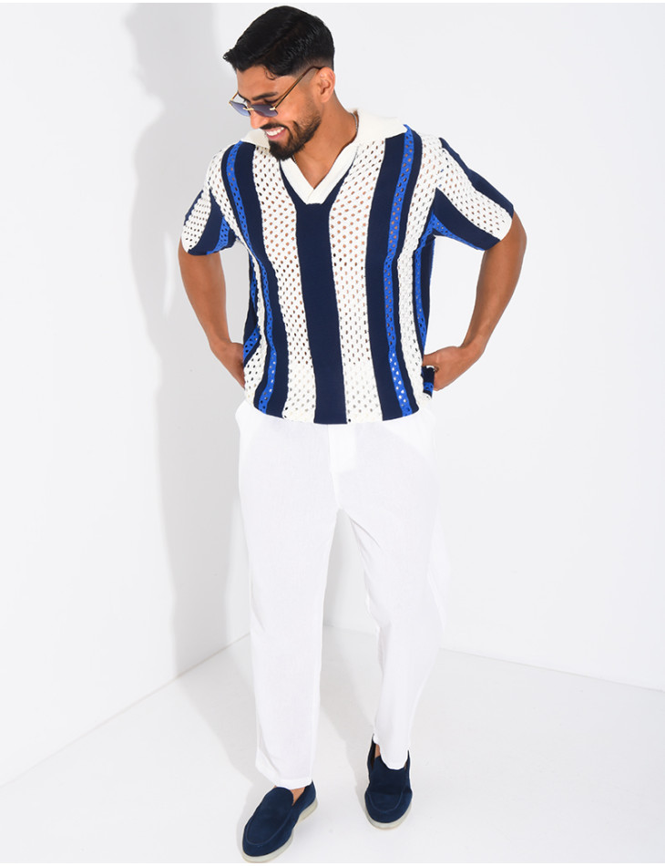 Polo Homme en maille ajourée