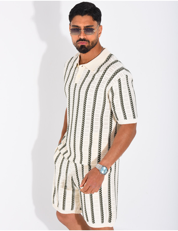Ensemble Homme ajouré short et t-shirt