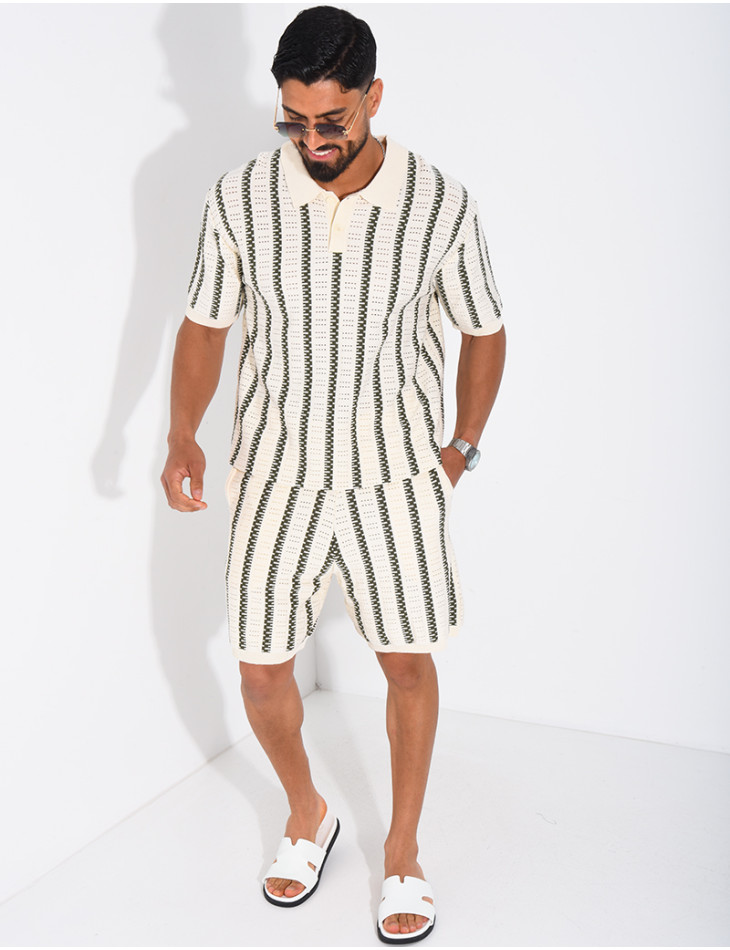 Ensemble Homme ajouré short et t-shirt