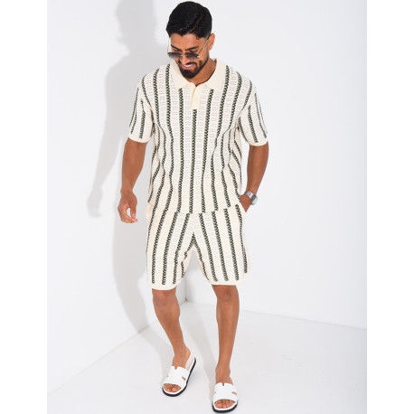 Ensemble Homme ajouré short et t-shirt
