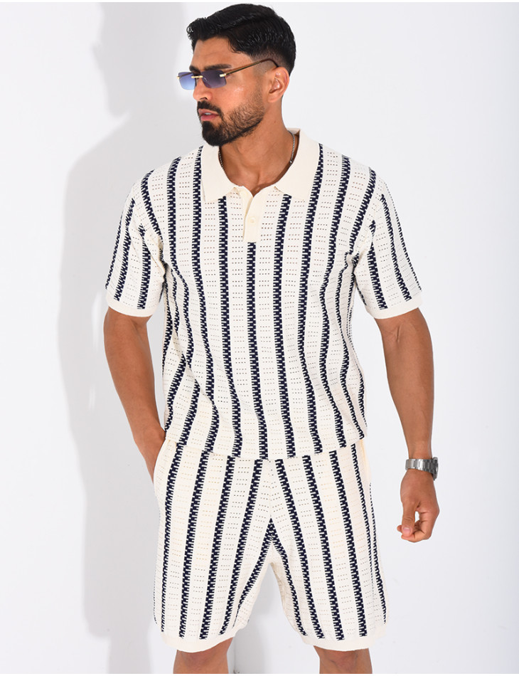 Ensemble Homme ajouré short et t-shirt