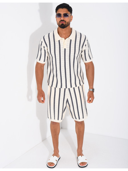 Ensemble Homme ajouré short et t-shirt