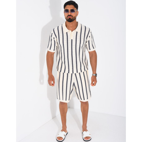 Ensemble Homme ajouré short et t-shirt