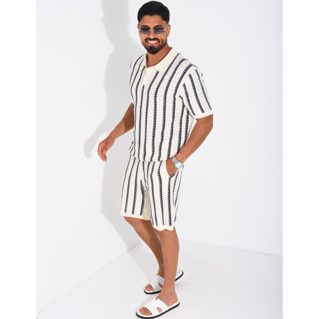 Ensemble Homme ajouré short et t-shirt