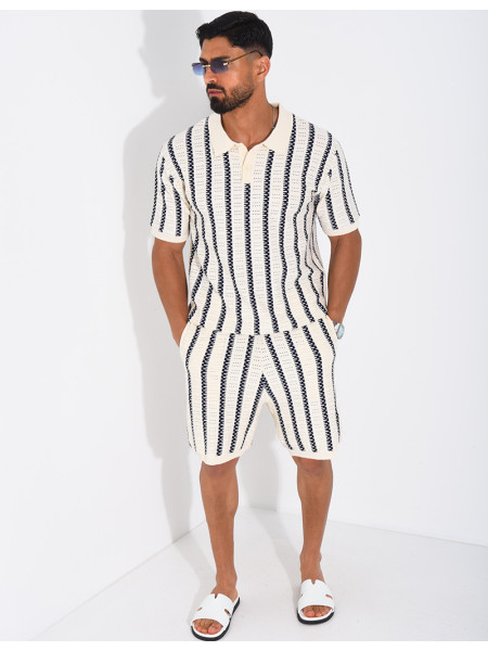 Ensemble Homme ajouré short et t-shirt