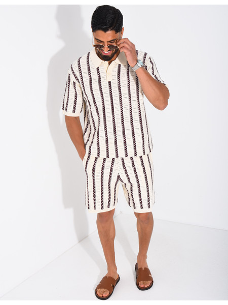 Ensemble Homme ajouré short et t-shirt