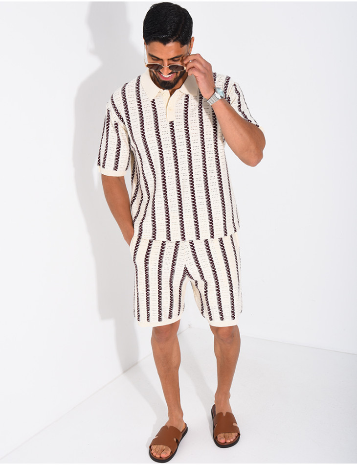 Ensemble Homme ajouré short et t-shirt