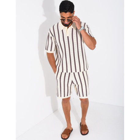 Ensemble Homme ajouré short et t-shirt