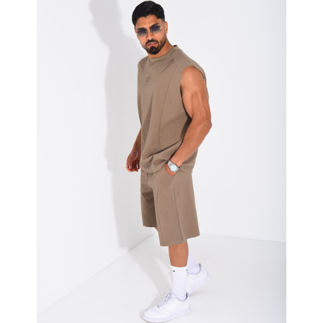 Ensemble Homme texturé t-shirt sans manches et short