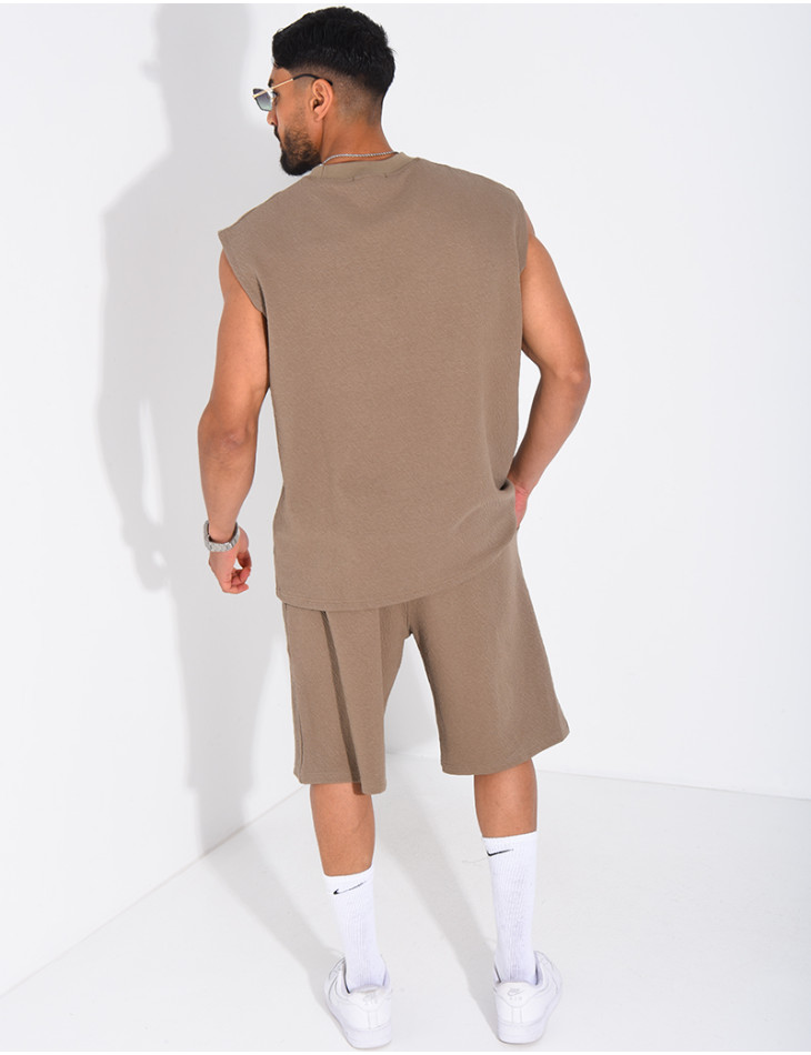 Ensemble Homme texturé t-shirt sans manches et short