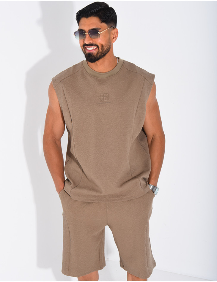 Ensemble Homme texturé t-shirt sans manches et short