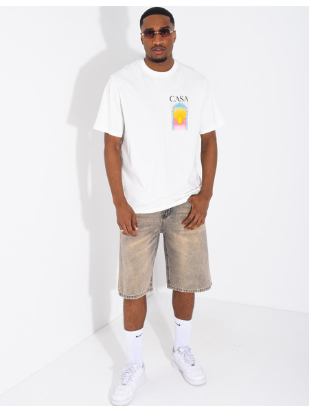 Bermuda en jeans délavé