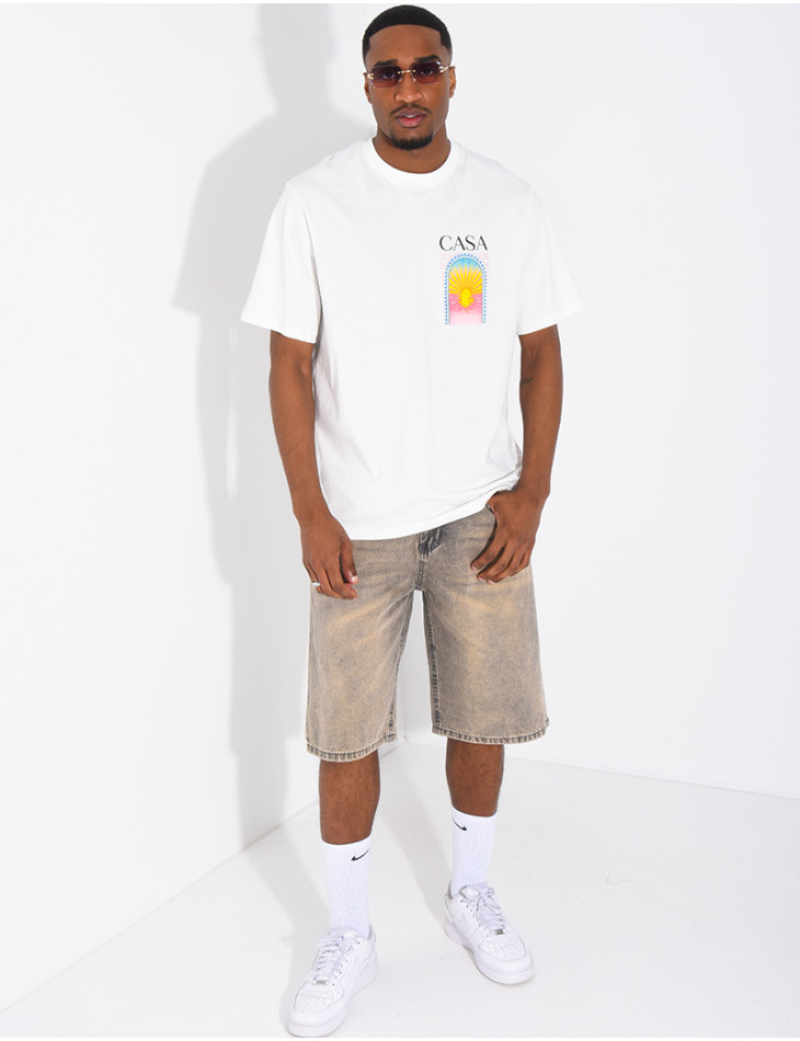 Bermuda en jeans délavé