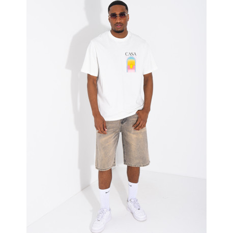 Bermuda en jeans délavé