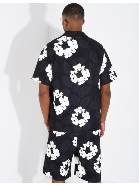 Ensemble homme short et t-shirt a fleurs