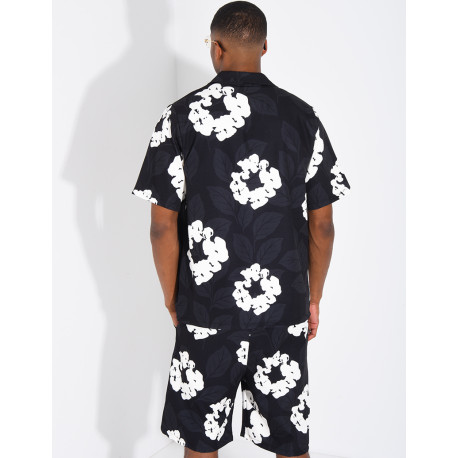 Ensemble homme short et t-shirt a fleurs
