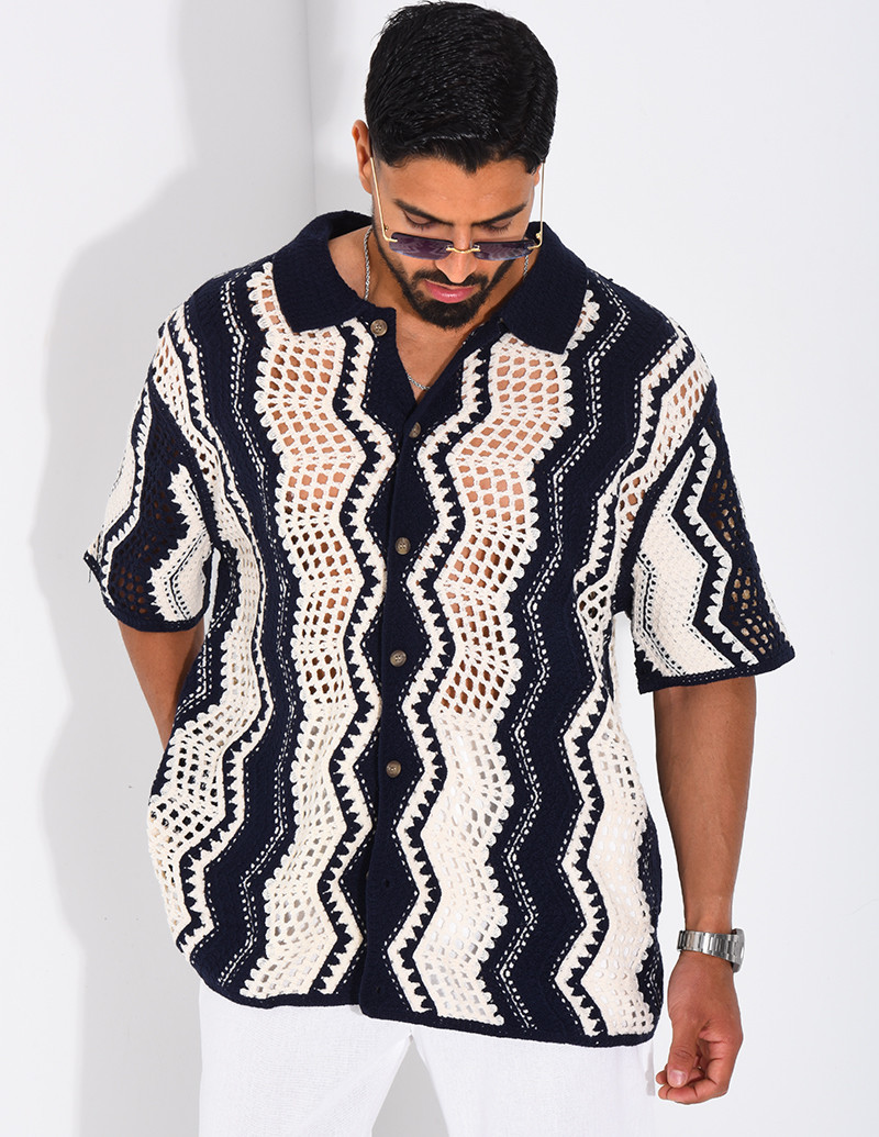 Short-sleeved openwork...