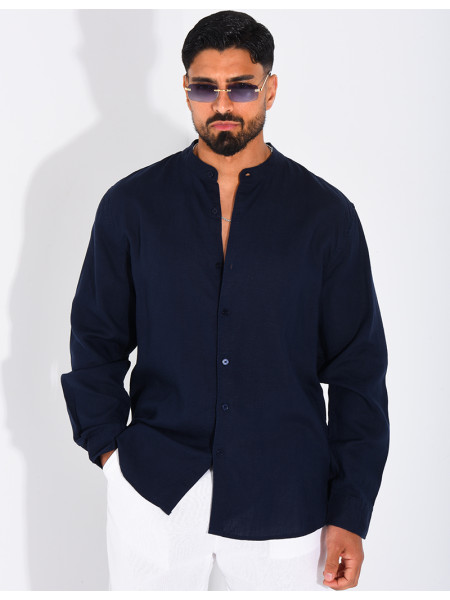 Chemise Homme en lin à col rond