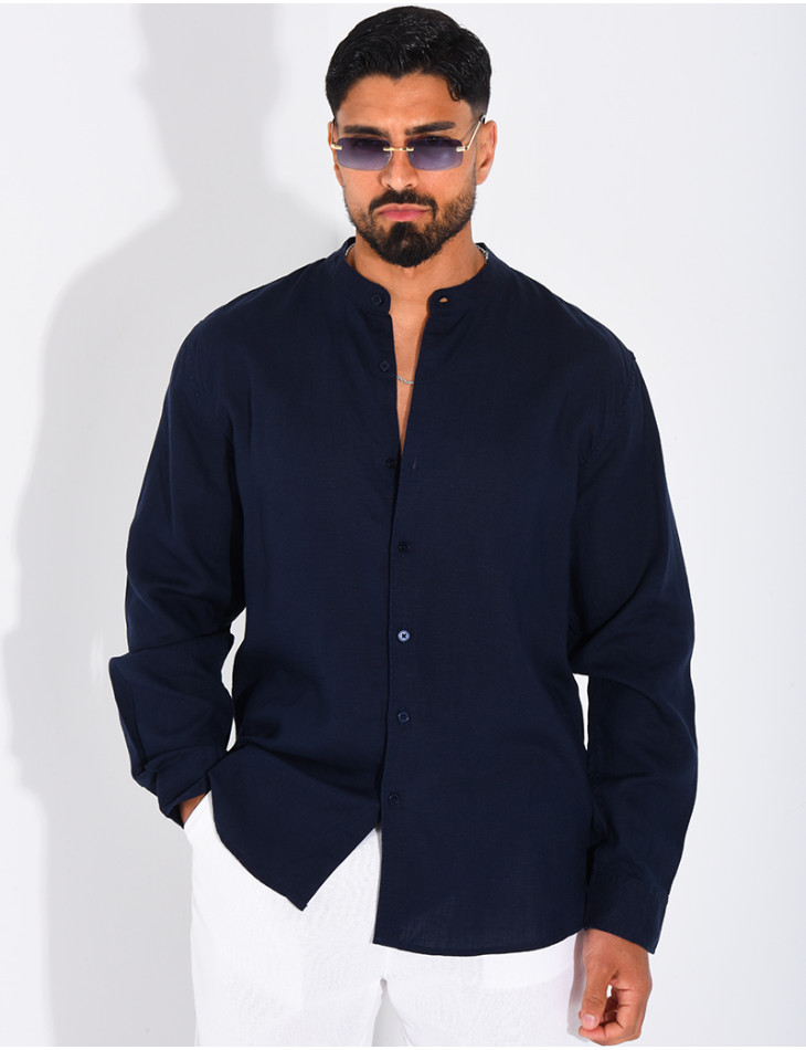 Chemise Homme en lin à col rond