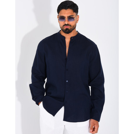 Chemise Homme en lin à col rond